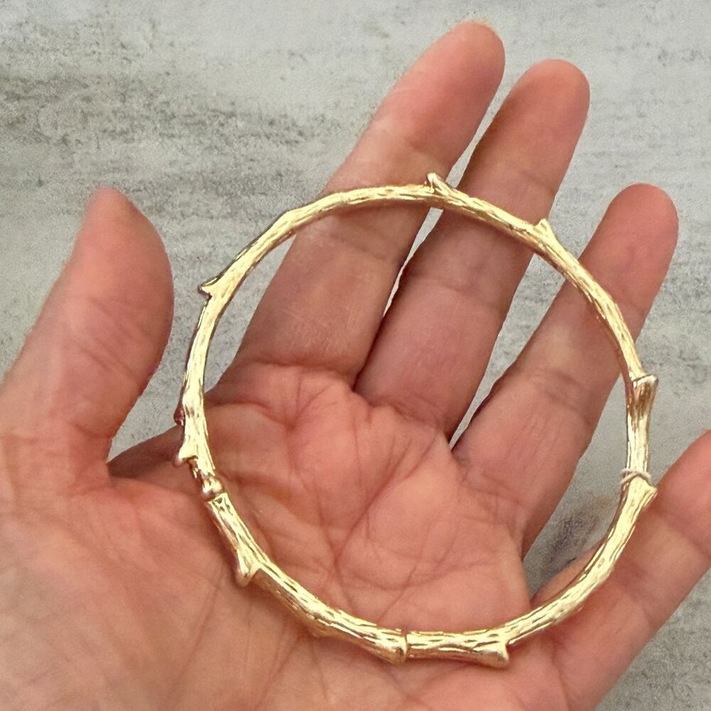 NWT Lia Sophia Out on a Limb Twig Branch Gold Tone Bangle Bracelet M/L 2.75" ID - Picture 3 of 4